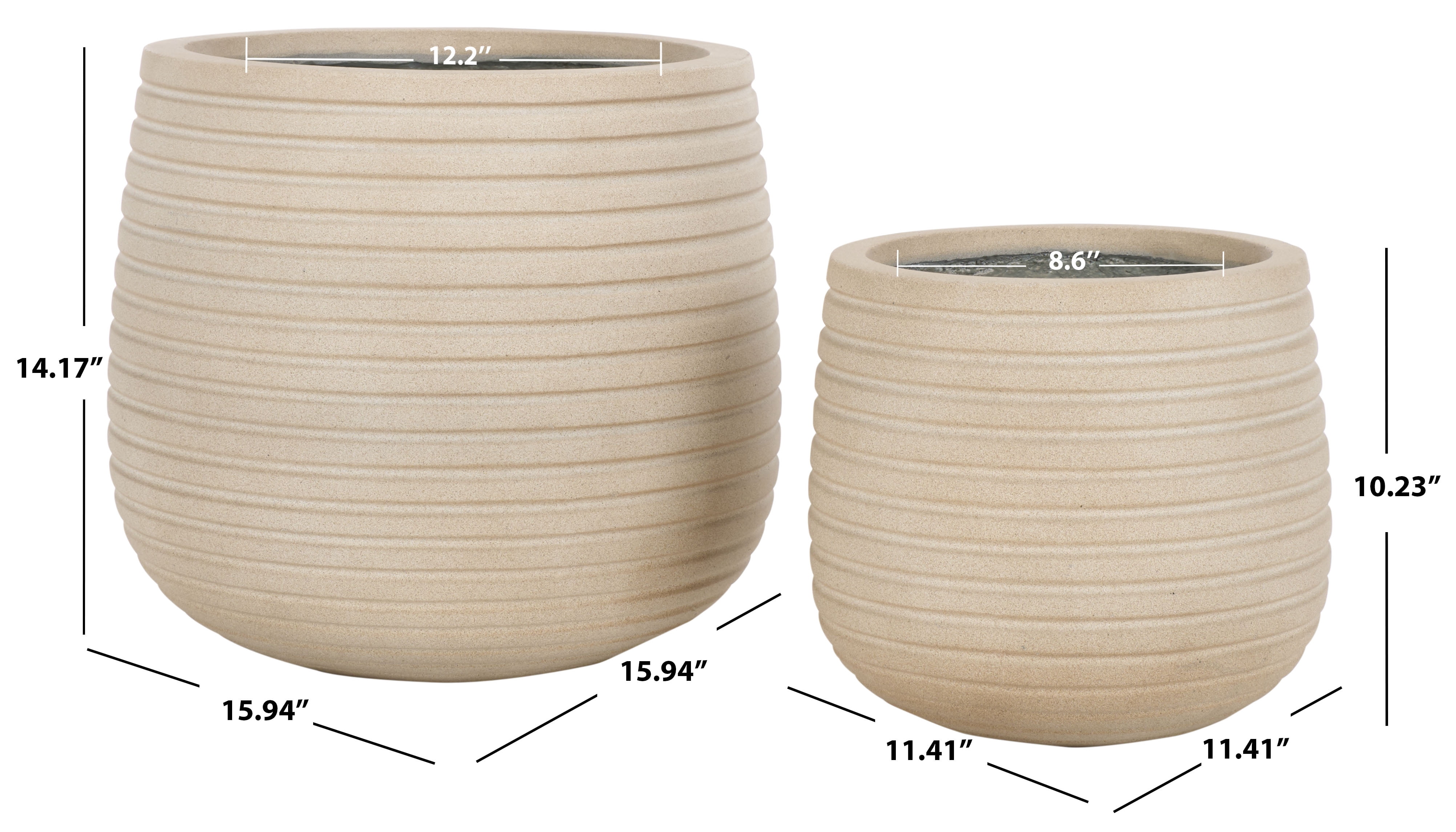 SAFAVIEH Jasper Assorted Cylinder Beige Ficonstone Solid Plant Pot