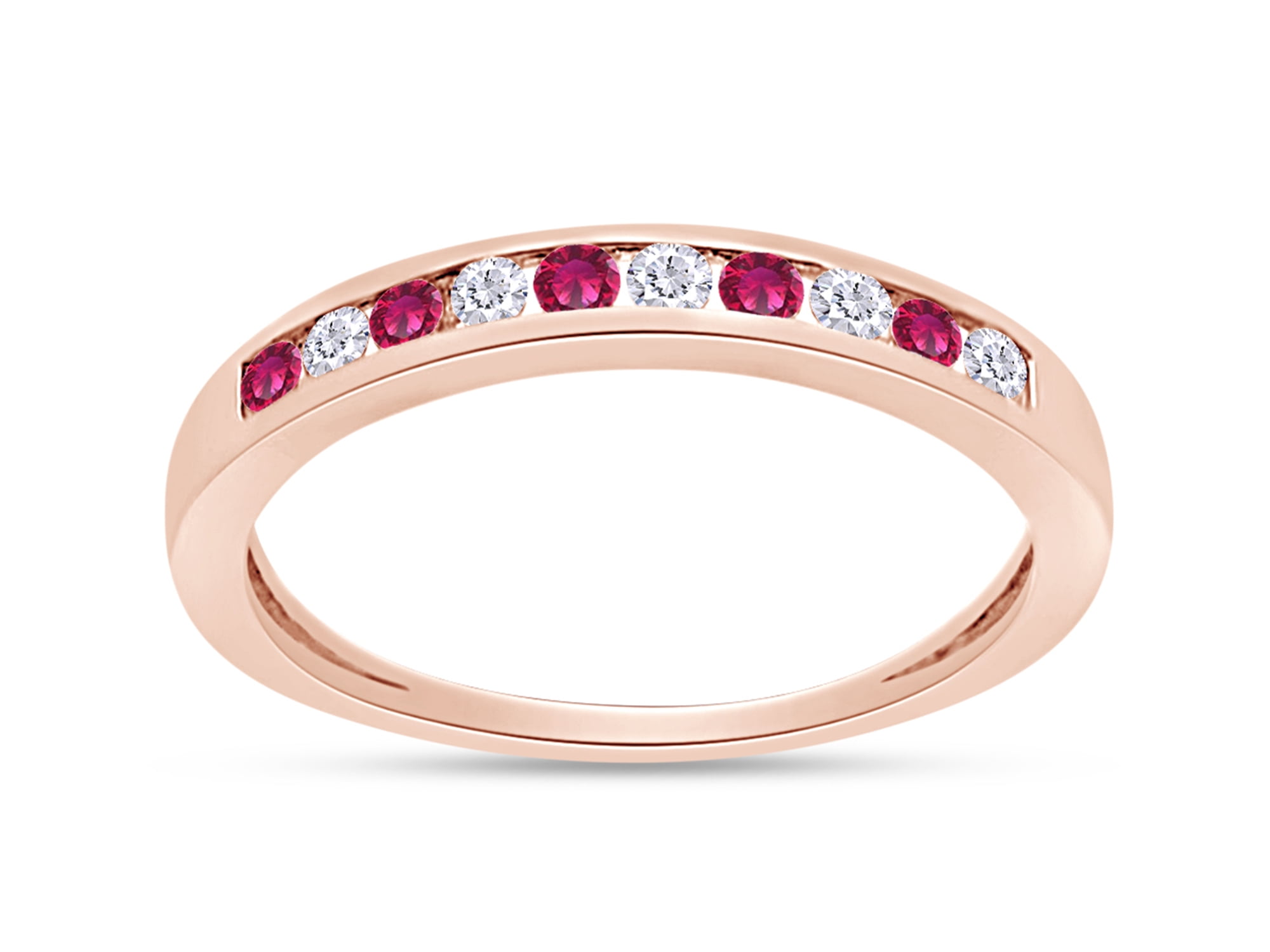 0.12 carats, H-I I2 Natural Diamond Band in 10K Rose Gold plated Sterling Silver 