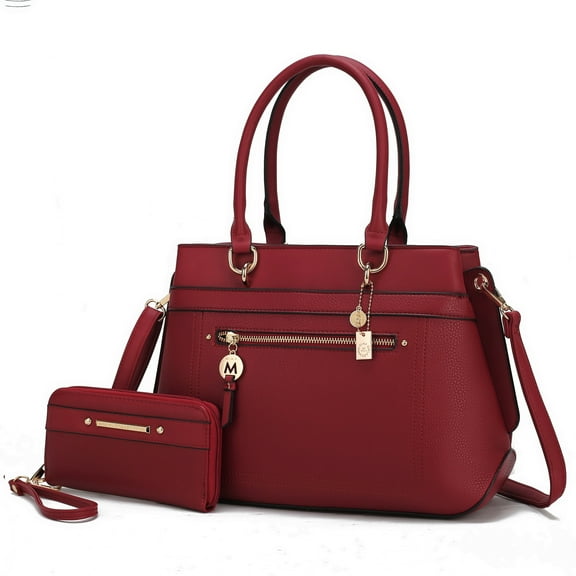 MKF Collection Gardenia Vegan Leather Women's Tote Bag & Wallet, Trend Crossbody Purse Handbag by Mia K - Red
