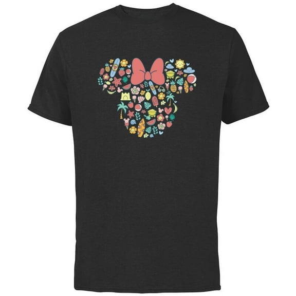 Disney Minnie Mouse Icon Summer Fun - Short Sleeve Cotton T-Shirt for Adults - Customized-Black