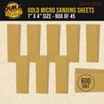 thumbnail image 2 of Dura-Gold Premium 1" x 4" Gold Sandpaper Micro Sheets, 600 Grit (Box of 45) - Hook & Loop Backing, Wood Furniture Woodworking - Hand Micro Sanding Blocks, 2 of 5