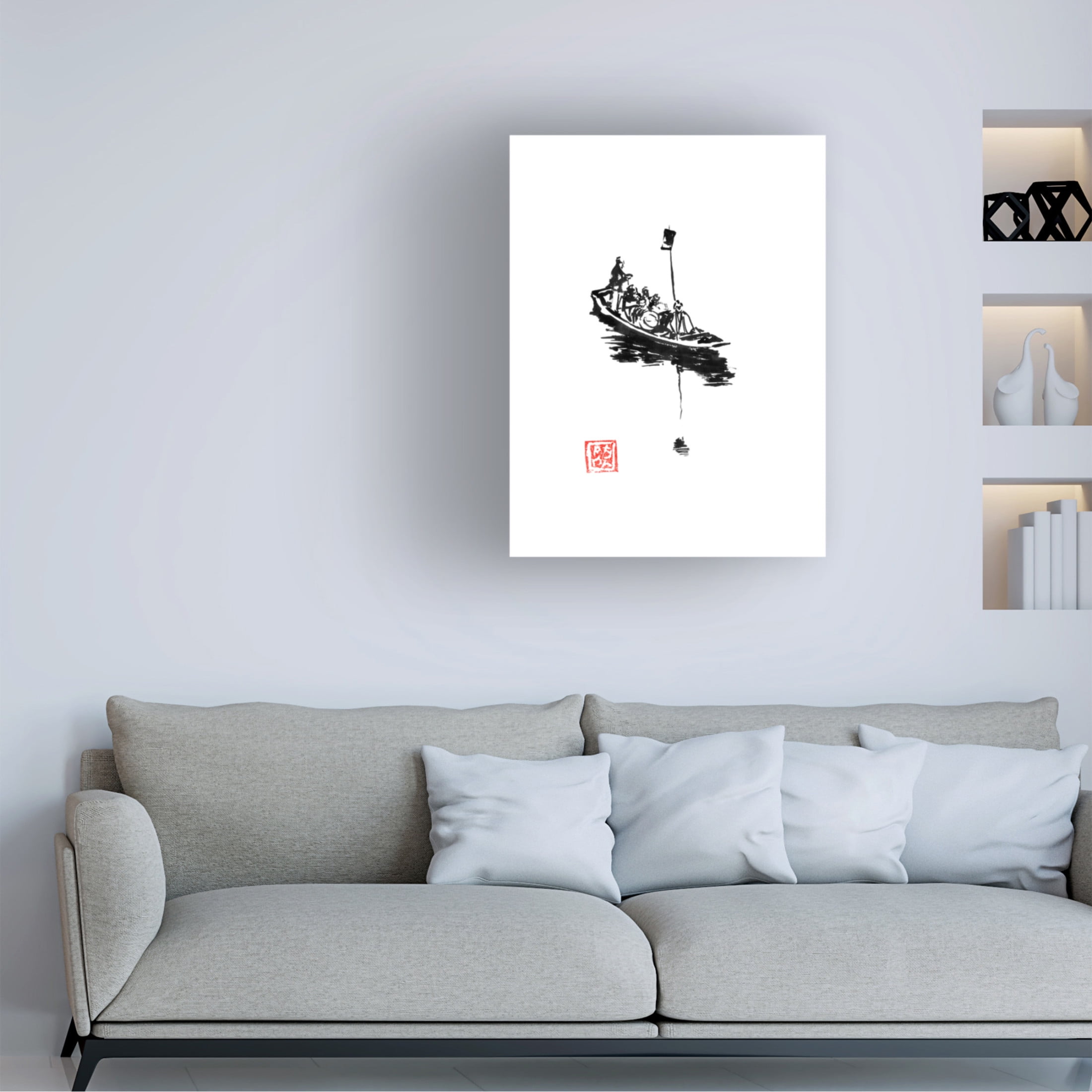 Canvas Wall Art - Pechane 'Japanese Smal Boat' Wall Art for Living Room, Bedroom, or Office Décor by Trademark Fine Art - 24 x 32 Inches