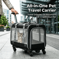 thumbnail image 3 of 4-Wheel Rolling Pet Carrier for Cats & Small Dogs,Collapsible Travel Carrier with Telescopic Handle & Breathable Mesh, 3 of 8