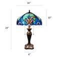 thumbnail image 7 of Tiffany Table Lamp Green Blue Stained Glass Liaison LED Bulbs Included For Living Room Dining room Bedroom Bedside16"W*16"D*24"H, 7 of 7