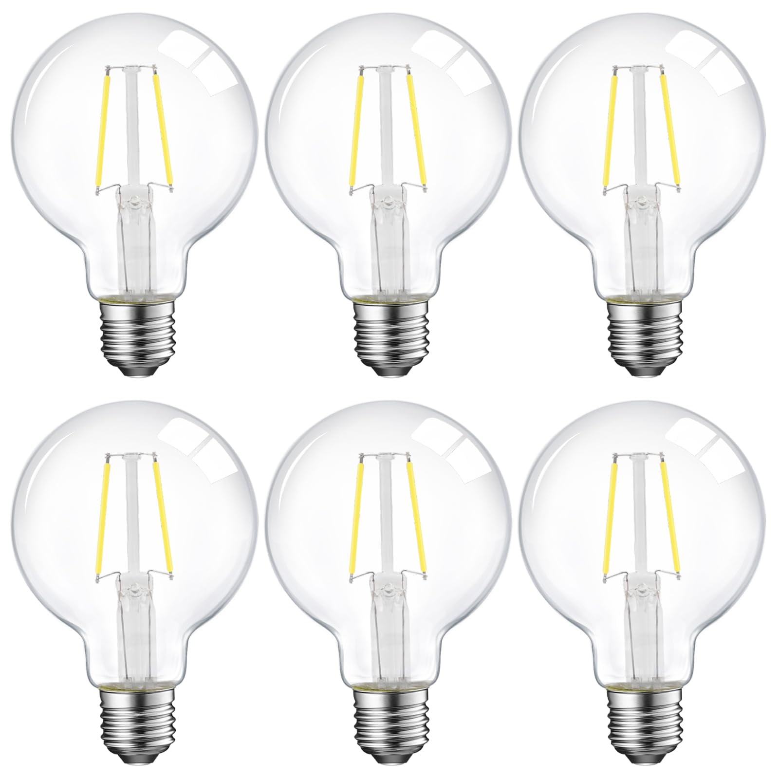 ENERGETIC Dimmable LED Globe Light Bulb, 5000K Daylight, 60 Watts Equivalent, Vanity Round Decorative Bulb, E26 Base,Perfect For Vanity Makeup Mirror,droplight,Floor lamp, ETL Listed, 6 Pack