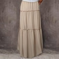 thumbnail image 6 of Women's Skirts with Pocket Fashion Solid Color Casual Comfort Elastic Waist Tie Maxi Skirt Summer Long Skirt for Women Holiday, 6 of 7