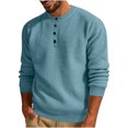 thumbnail image 1 of Yuyuzo Sweatshirts for Men Long Sleeve Round Neck Buttons Pullover Knitted Textured Solid Color Tops, 1 of 6
