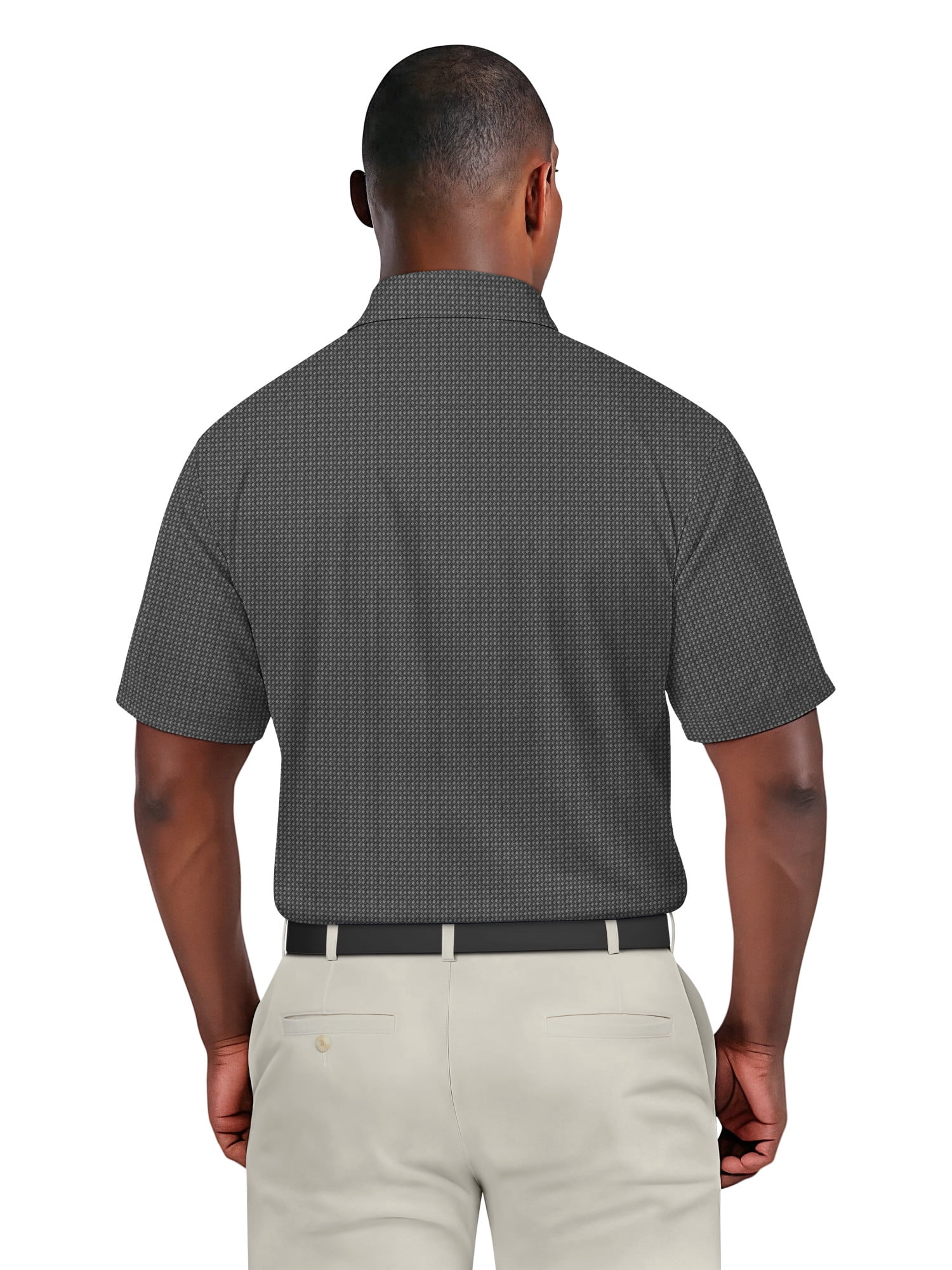 Ben Hogan Men's & Big Men's Performance Eco Mini Geo Jacquard Short Sleeve Polo Shirt, up to 5XL