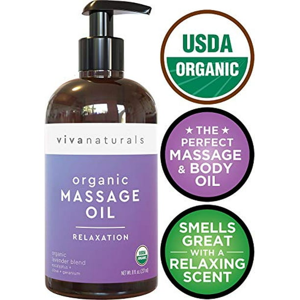 Certified Organic Massage Oil with Relaxing Lavender Scent, Perfect for