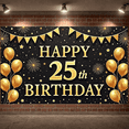 thumbnail image 5 of Golden Theme Happy 25th Birthday Banner Black Background 25th Birthday Display Shiny Stars Golden Balloons Birthday Party Backdrop for 25th Birthday Party Indoor Decoration Party Photo Shoot, 5 of 9