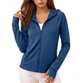 thumbnail image 2 of HAOTAGS Athletic Jackets for Women,Moisture Wicking Hooded Long Sleeve UV Protection Tops Navy XL, 2 of 6