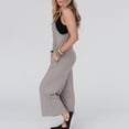 thumbnail image 4 of Gibobby pantalones siameses color liso Mono informal de verano para mujer, sin mangas, holgado, de Color sólido, con correa a la moda, mono holgado para mujer(Caqui， XL), 4 of 5