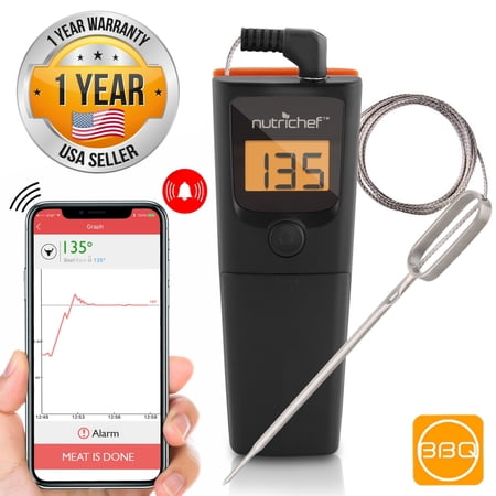 NutriChef PWIRBBQ90 - BBQ Thermometer - Kitchen & Outdoor Wireless Grill Thermometer