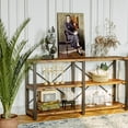 thumbnail image 3 of Bookshelf Double Wide 55 in 3-Tier, Industrial Bookcases, Wood and Metal Bookshelves, Book Shelves for Home Office Decor Display, 3 of 13