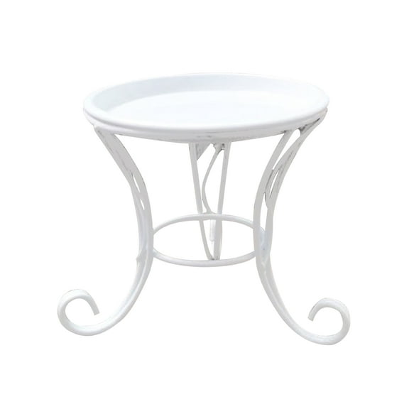 MLINS Iron Metal Mini Small Flower Plants Pot Stand for Balcony Desk (White)