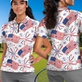 thumbnail image 4 of Garronmavis July of 4 Matching Couple Golf Shirts Golf Tennis Shirts for Women Quarter Zip Athletic Short Sleeve Shirts for Yoga or Daily Wear Machine Washable Breathable Fabric, 4 of 7