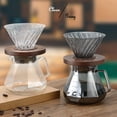thumbnail image 5 of Lalord Cafetera para verter, jarra de vidrio de borosilicato de 20 oz con 100 filtros de papel V60, mango de nogal y tapa de vidrio, cafetera de goteo para el hogar, cafetería, restaurante, camping, 6, 5 of 5