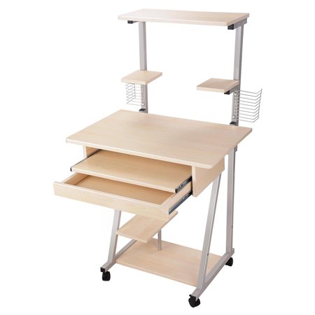 Mobile Computer Desk Tower Printer Shelf Laptop Rolling Study