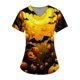 thumbnail image 1 of Camisa de uniforme médico de manga corta con cuello en V y diseño de calabaza de Halloween para mujer, 1 of 3