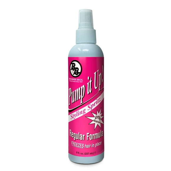 Bronner Bros Pump It Up Styling Spritz Regular 80% - Fast-Dry Hair Spray With Vitamin B5 Silk Amino Acids & Proteins - Flexible Hold Finishing Spritz Hairspray No Build-Up Or Stiffness - 8Oz