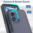 thumbnail image 5 of for Moto G Play 2024 Case: Dual Layer Protective Heavy Duty Cell Phone Cover Shockproof Rugged with HD Screen Protector - Military Protection Bumper Tough - Motorola Moto G Play 4G 2024, Blue, 5 of 15