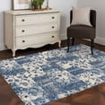 thumbnail image 3 of Area Rug for Living Room, Watercolor Floral Non-Slip Indoor Large Carpet for Bedroom/Dining Room, Vintage Country Tribal Tie-dye Flowers Blue Washable Low-Profile Floor Mat Runner Rugs - 3 x 5 Ft, 3 of 8