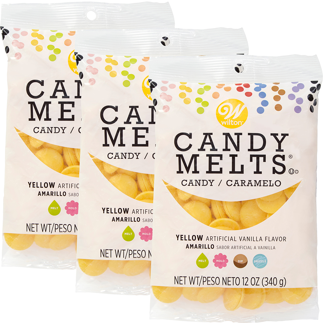 Wilton Yellow Candy Melts Candy, 12 oz., Pack of 3