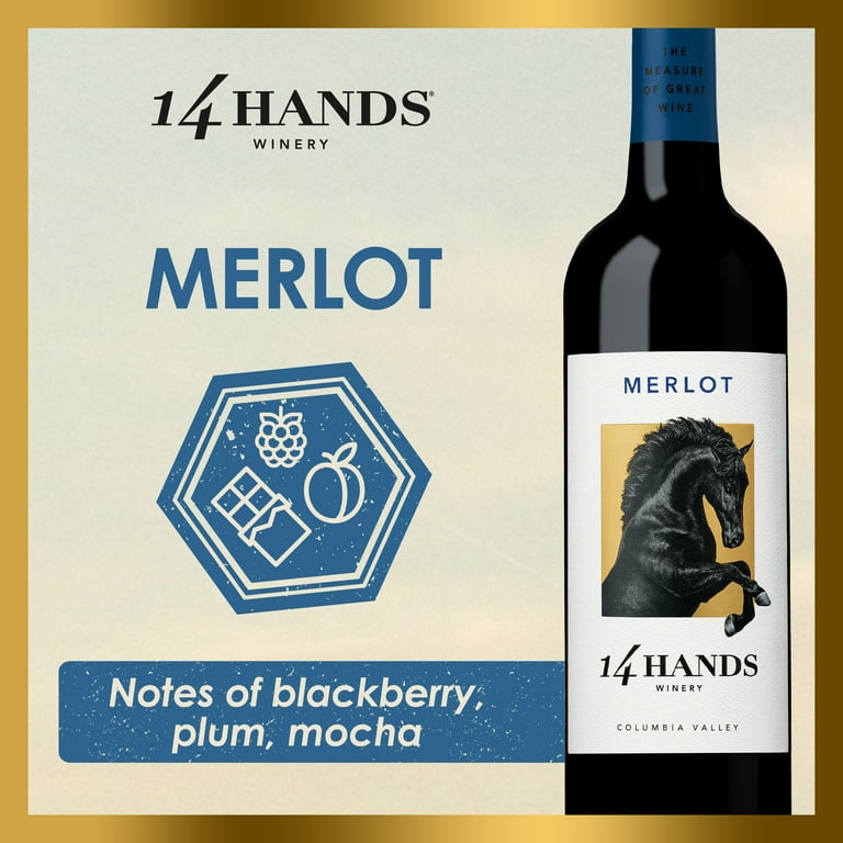 14 Hands Merlot Washington Red Wine 750ml Bottle, Food Friendly