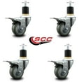 thumbnail image 2 of 3 Inch Gray Poly Swivel 1-7/8 Inch Expanding Stem Caster Set Total Lock Brake, 2 of 2