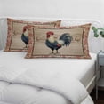 thumbnail image 3 of Farmhouse Roosters Pillow Covers, Linen Long Throw Pillow Case, Countryside Farm Chicken Pink Leaves Holiday Pillow Protector Decorative Cushion Cover for Living Room/Bedroom 12" x 20", 3 of 8