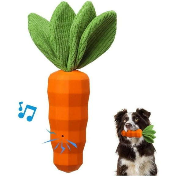 Indestructible Dog Toy for Aggressive Chewers – Ultra-Durable Rubber Chew Toy with Squeaker, Teeth Cleaning & Boredom Relief – for Medium/Large Dogs (Carrot Shape, Non-Toxic)