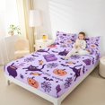 thumbnail image 4 of jejeloiu Cute Cats Bats Halloween Spider Webs Witch Pumpkin Twin Sheet Set,Breathable Children Bedding,3 Pieces, 4 of 7