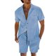 thumbnail image 1 of Camisetas de Verano Casuales de los Hombres, Pantalones Cortos de Manga Corta de la Solapa para la Playa, las Vacaciones Y la Ropa Deportiva Casual, 1 of 8