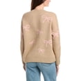 thumbnail image 2 of CeCe womens  Ribbon Jacquard Pullover, XL, Beige, 2 of 3