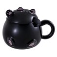 thumbnail image 4 of Whimsical Black Chubby Feline Kitty Cat Cup Mug With Lid And Stirring Spoon, 4 of 11