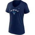 thumbnail image 2 of Women's Majestic Navy Tampa Bay Rays Wild Pitch V-Neck T-Shirt, 2 of 3