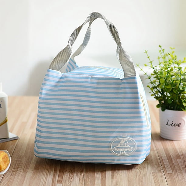 Bolsa de almuerzo portátil térmica Fiudx Ofertas relámpago con aislamiento de lona fría a rayas para picnic