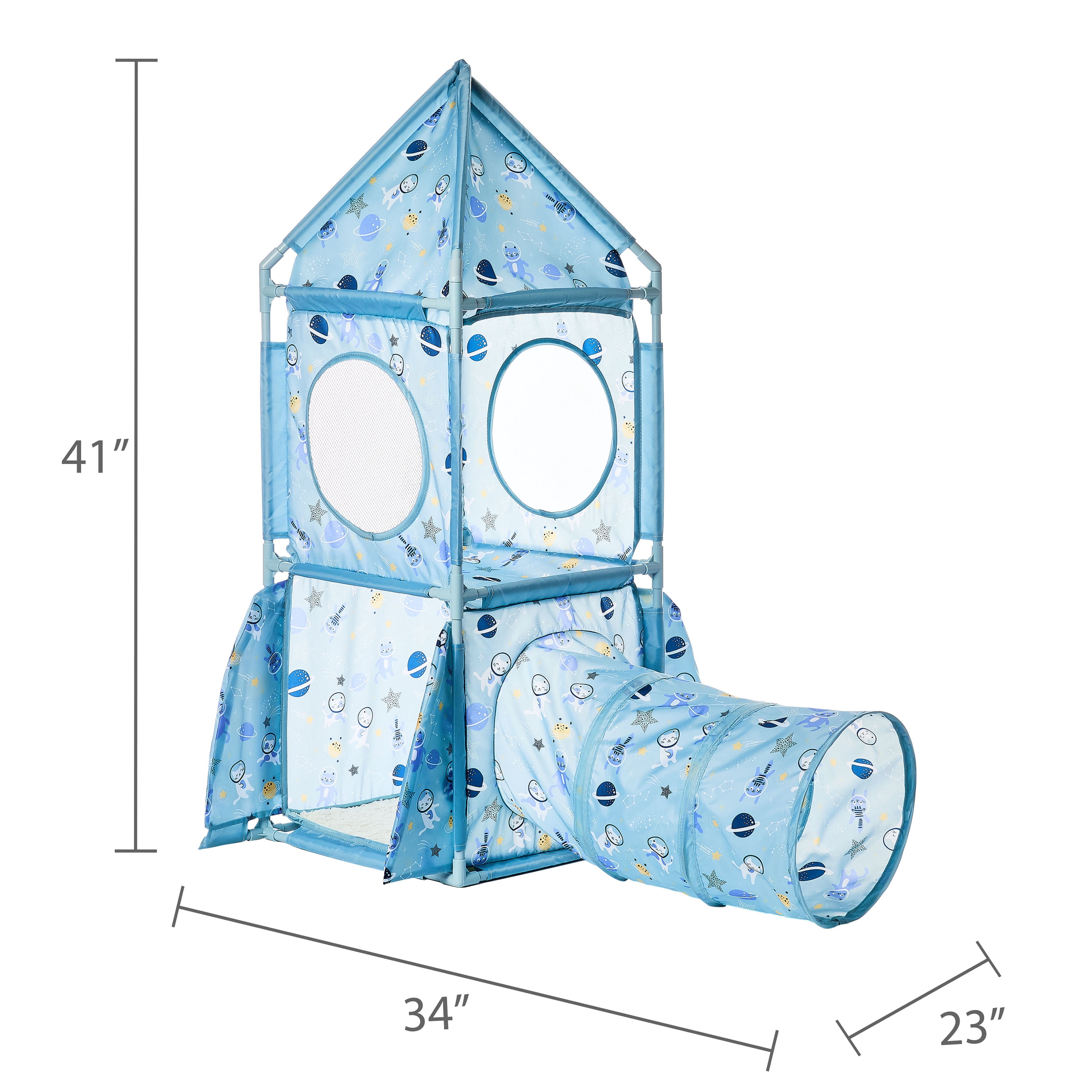 Vibrant Life Pop Open Space Rocket Cat Tower, Blue, 41 in