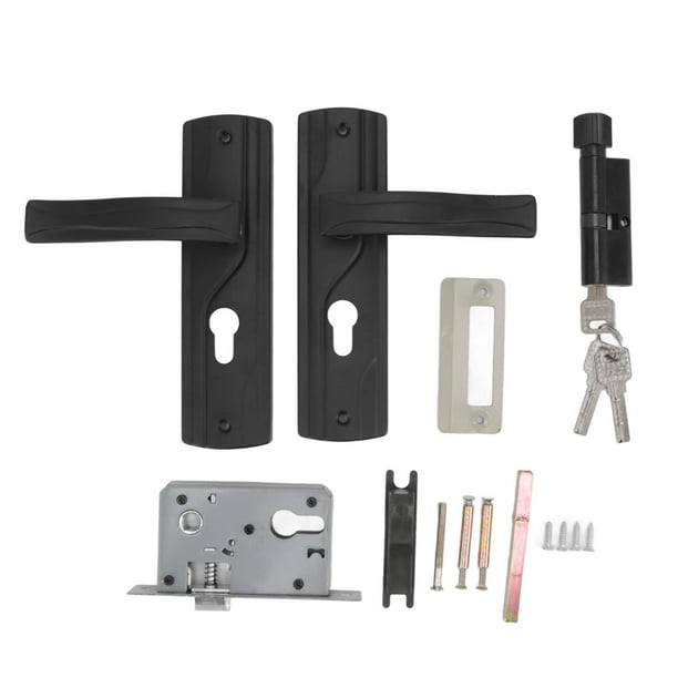 Cerradura de manija de puerta, juego de cerradura de puerta delantera negra con llaves, juego de llaves de bloqueo de cojinete silencioso para puerta de casa universal (7x2x1,5 pulgadas)