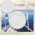 thumbnail image 3 of Ambesonne Navy Place Mats Set of 4, Boat Yacht Ocean Scenery, Standard Size, Navy Blue and White, 3 of 6