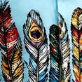 thumbnail image 6 of GUZOM Mens Boho Shirt Short Sleeve Button Down, Blue Feather & Ethnic Print, Vacation Beach Shirt, Relaxed Fit Breathable Stretch Fabric,Size 2XL, 6 of 7