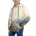 thumbnail image 2 of Picia Floral Mountain Landscape Pattern Youth Hoodie - Warm Pullover Sweatshirt with Kangaroo Pocket, Ideal for Boys and Girls-Large, 2 of 6