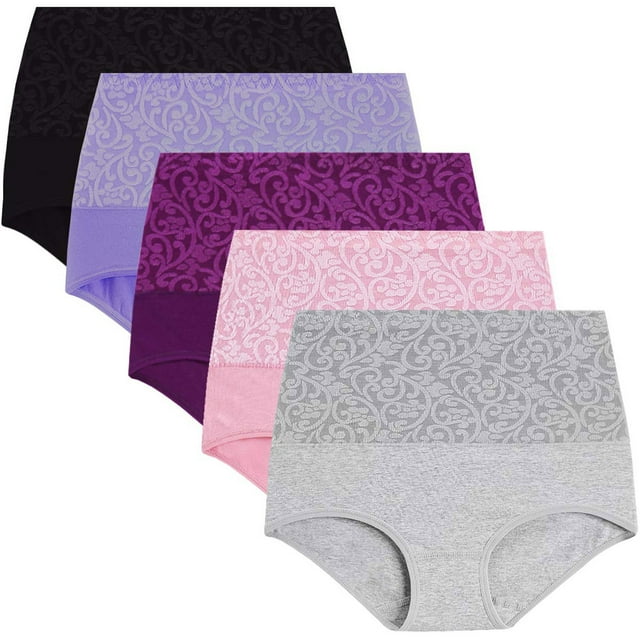 ZMHEGW Underwear Women Tummy Control 5 Piece Mixed Color Cotton With