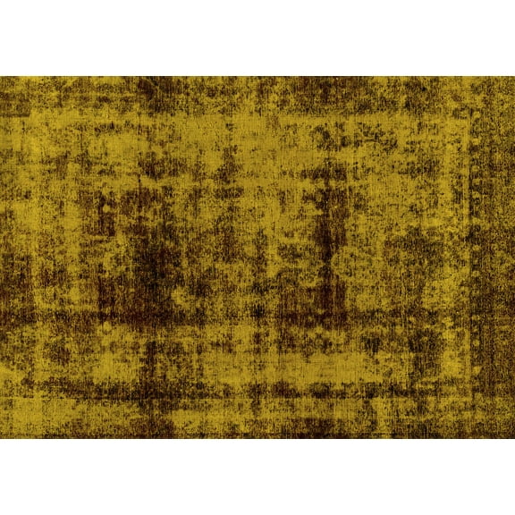 Ahgly Company Machine Washable Indoor Rectangle Persian Yellow Bohemian Area Rugs, 5' x 7'