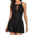 thumbnail image 1 of Gibobby Traje de baño completo mujer Bikini de mujer Bikini Traje de baño en color sólido V(Negro,XL), 1 of 5