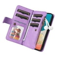 thumbnail image 3 of Zipper Wallet Case for Samsung Galaxy A53 5G Large Capacity Card Slots Holder Magnetic Clasp Cover, Luxury PU Leather Anti-Shock Flip Folio Case with Kickstand Wrist Strap Handbag Protective Ca,Purple, 3 of 7