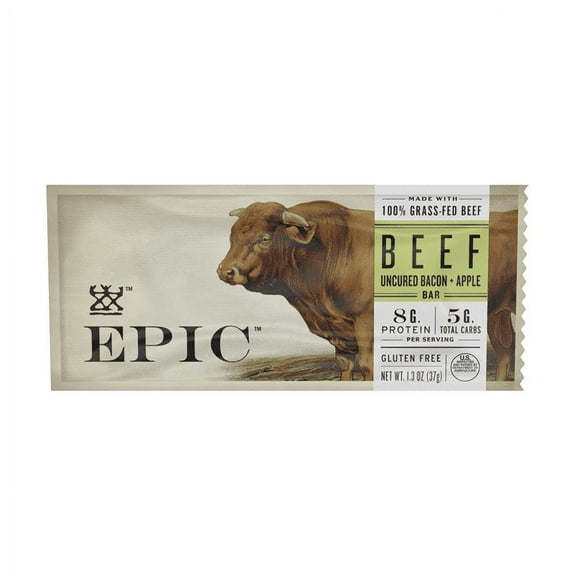 (Pack of 12), Epic Beef Uncured Bacon Apple Bar, 1.3 oz