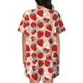 thumbnail image 3 of Kdxio Red Strawberry Print Pajamas Sets for Women Short-Sleeved Pjs with Lounge Shorts Two Piece Sleepwear S-4XL, 3 of 9