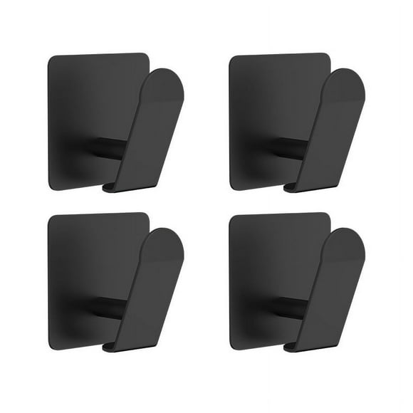 Nvzi 304 gancho pegajoso sin agujero de acero inoxidable, 4 piezas, gancho de cocina y baño, gancho de ropa, gancho de sombrero, gancho de toalla (negro)