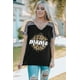 thumbnail image 4 of ABPHQTO Top negro de mujer con manga de leopardo y gráfico Mama, 4 of 5